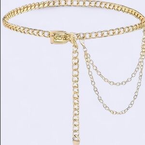 Gold Chain Belt with Asymmetrical Accents
